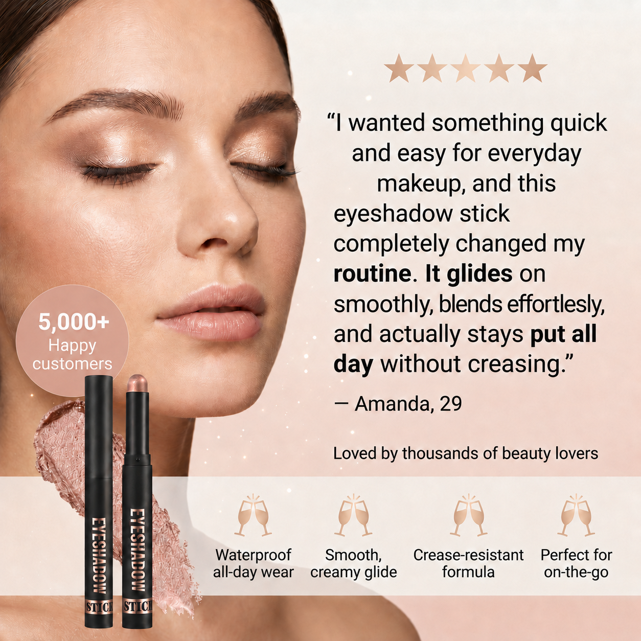 SparkGlow Eyes Waterproof Cream Eyeshadow Stick